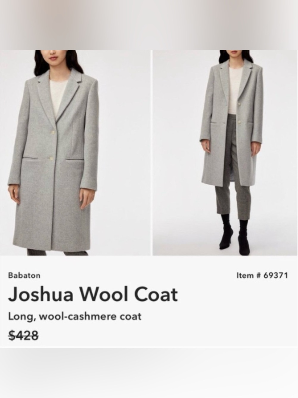 Aritzia Babaton Joshua Wool-Cashmere Overcoat